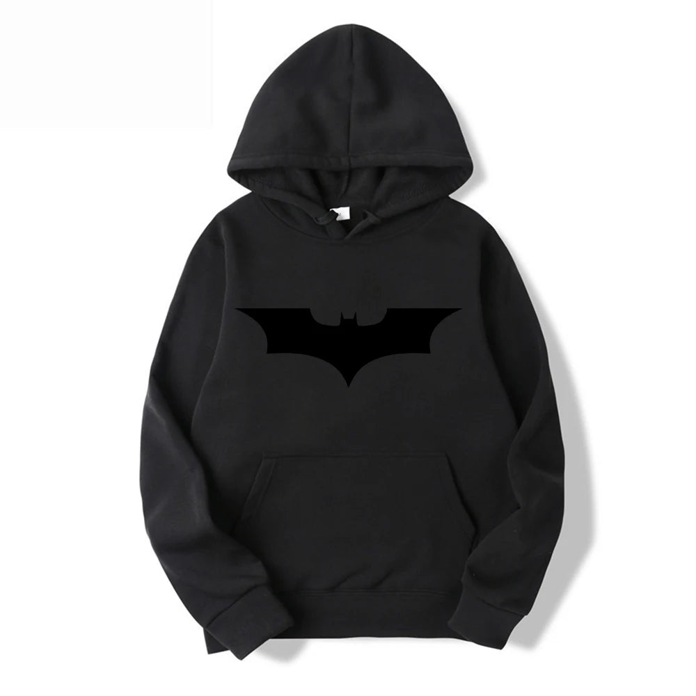 Men's hoodie and bat logo: Fashionable and comfortable hooded sweatshirt, a fan of heroes