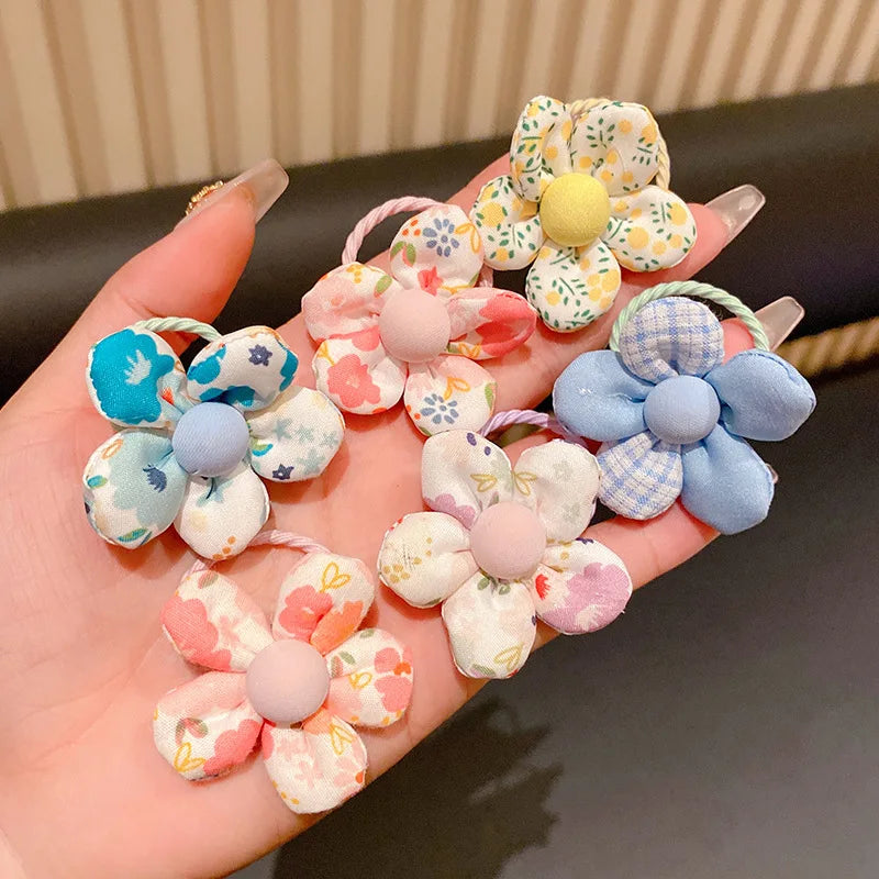 Baby Girl Cute Flower Hair Bands Kids Ponytail Holder Chilren Soft Scrunchies Elastic Rubber Girls