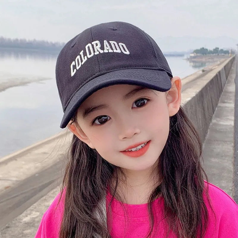 Fashion Letter Children Baseball Hat Solid Cotton Kids Duck Tongue Cap