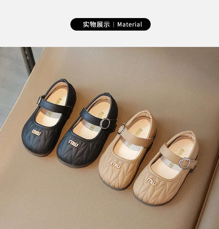 Spring Autumn New Single Shoes Shallow Mouth Bean Shoes Women's Baby Soft Women's Children's Leather Shoes