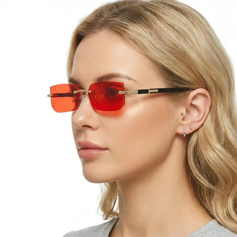 Fashion Rimless Sunglasses Men Women Populare Frameless Sun Glasses Male Female Classic Small Square Summer Traveling Shades