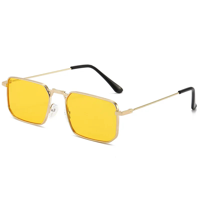 Men Brand Square  Driving Sunglasses Metal Narrow Frame Luxury Design Sun Glasses Women Anti UV400 Vintage Driving Sunglasses