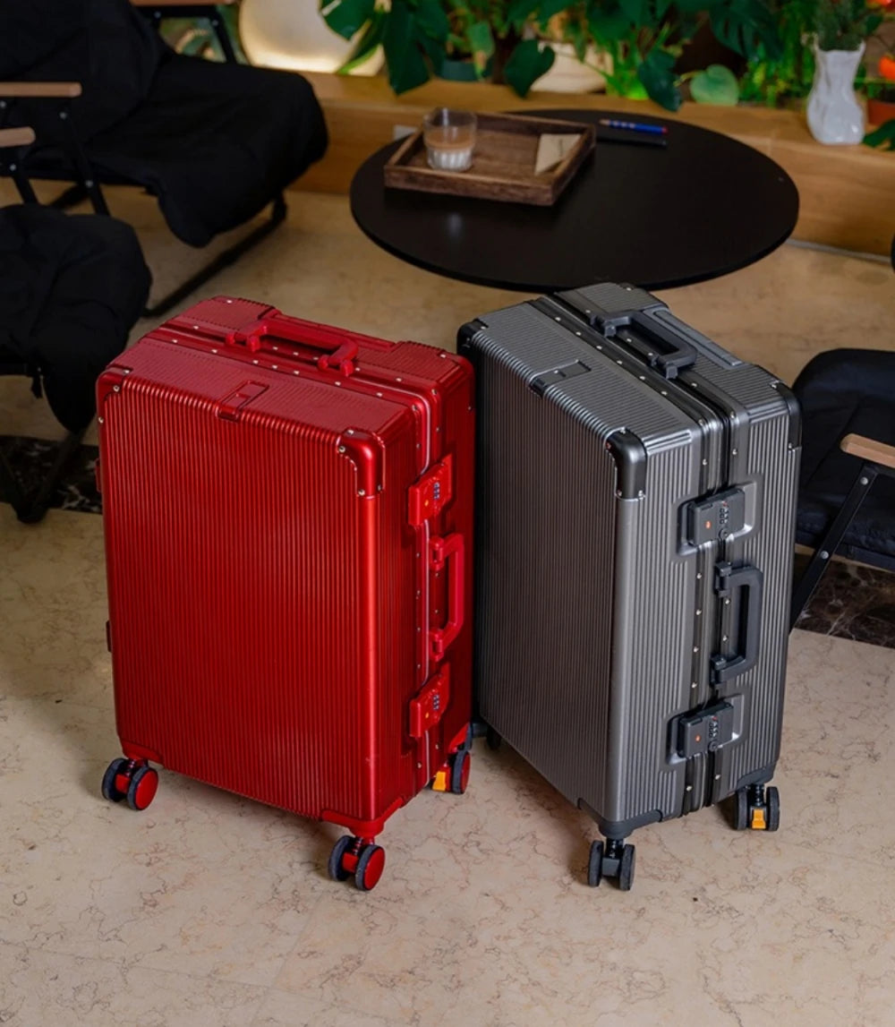 16"/20" Suitcase Carry-on Boarding for Women Travel Trolley Case with Aluminum Frame Password Lock Rolling Luggage 22/24/26/28"