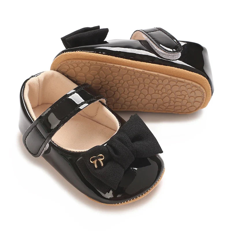 Spring and Autumn Bow Mary Jane Princess Shoes  Baby Girl Rubber Bottom Anti slip Sneaker