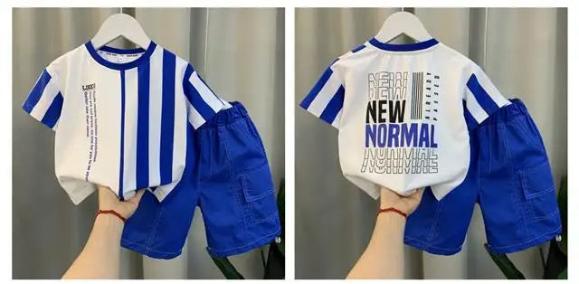 Summer Boy Clothing Suit New Children's Clothes Set Boys Short Sleeve T-Shirt Shorts 2 Piece Set Kids Sportswear Suit 2 4 6 8Y [Avaiilable]