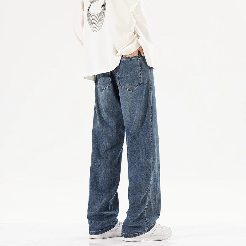 Men's Jeans Summer Thin Style Trendy Fashion 2025 New Boys Casual Versatile Loose Straight Wide-Leg Pants Men's