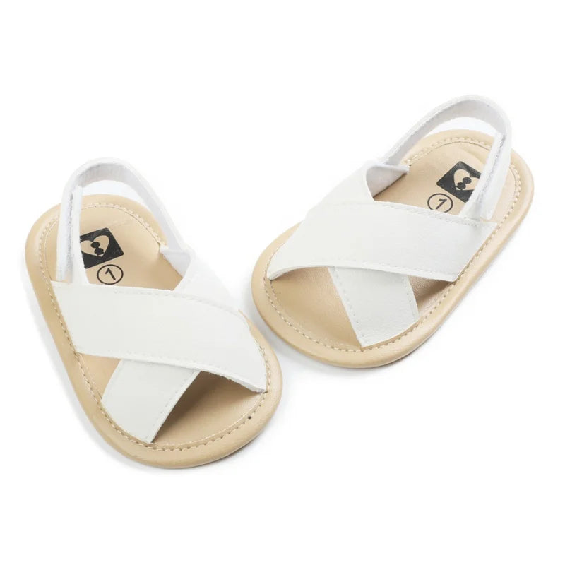 Summer Baby Boys Girls Shoes PU Solid Color Anti-Slip Infant Sandals Toddler First Walkers Casual Newborn Shoes 0-18M (Available)