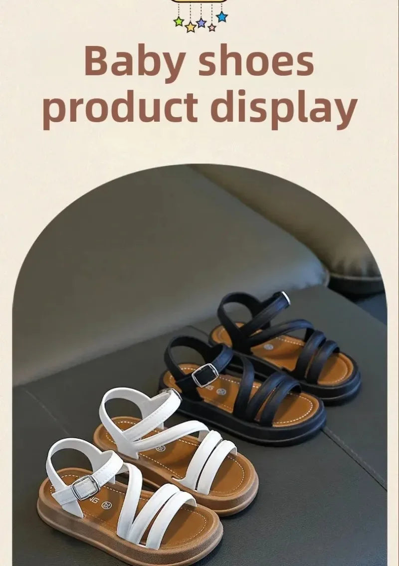 1-10Y Baby Girls Sandals Summer Children's New Cool Fashion Princess Cute Versatile Shoes for Students Flat Sandal Casual Shoe  (Available)