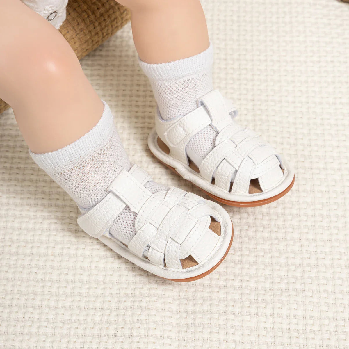 Summer Retro Unisex Baby Beach Sandals Wrap Toe Breathable Anti-slip Wear-resistance Braided Sandals Baby Toddler Shoes