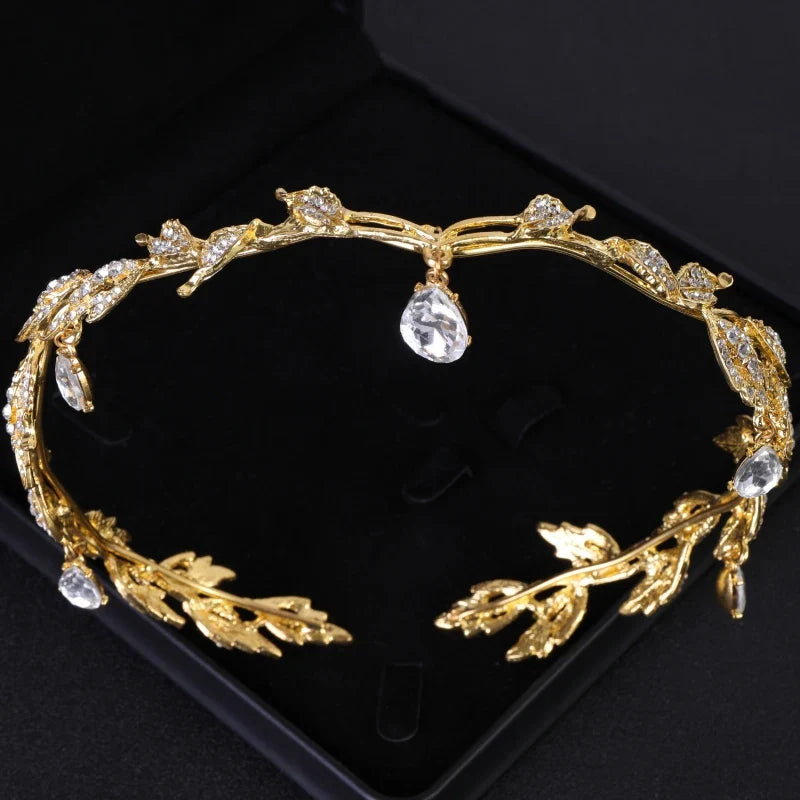 Gold Crystal Tiaras And Crowns Headband Rhinestone Prom Diadem Crown Bridal Wedding Hair Accessories Jewelry Crown Tiara Gift