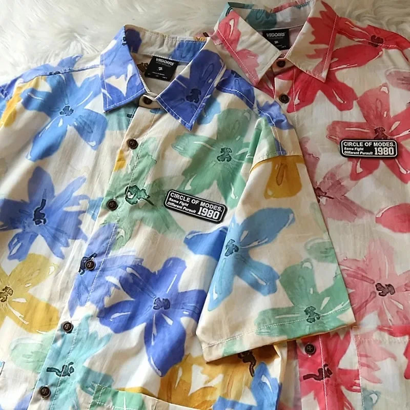 Men's Summer New Short sleeve Print Shirts Thin Beach Top Seaside Leisure Men's Essential Fashionable and comfortableClothes