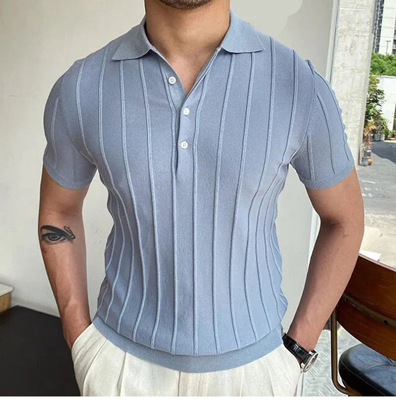 Men's Short-Sleeved Polo Shirt with Lapel Collar, Business Casual Style, Pure Color Sweater, New Fashionable Design, Plus Size