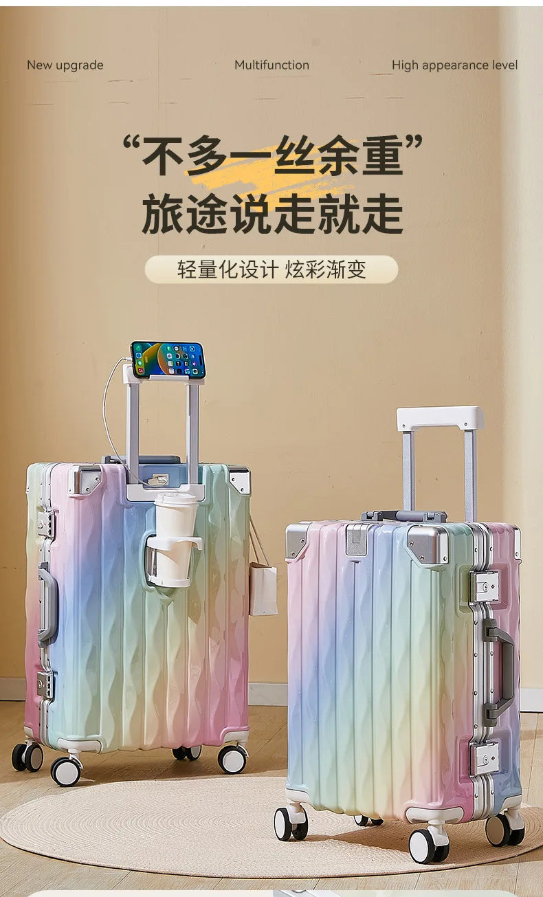 20 inch luggage case, new large capacity suitcase, 24 aluminum frame travel case, durable password box