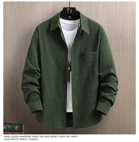 Men Casual Shirts For Daily Wear Smart Casual Single Breasted Full Sleeve Solid Color Turn Down Collar Spring And Autumn