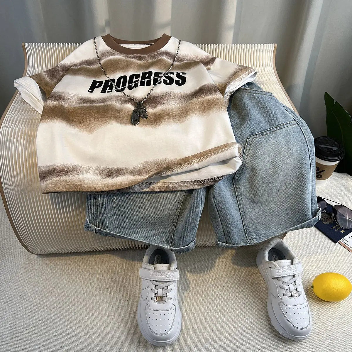 Hot Sale Fashion Baby Boy Suit Summer Clothes Short Sleeve T-shirt Short Jeans 2 Piece Set Kids Outfit Children's Costume