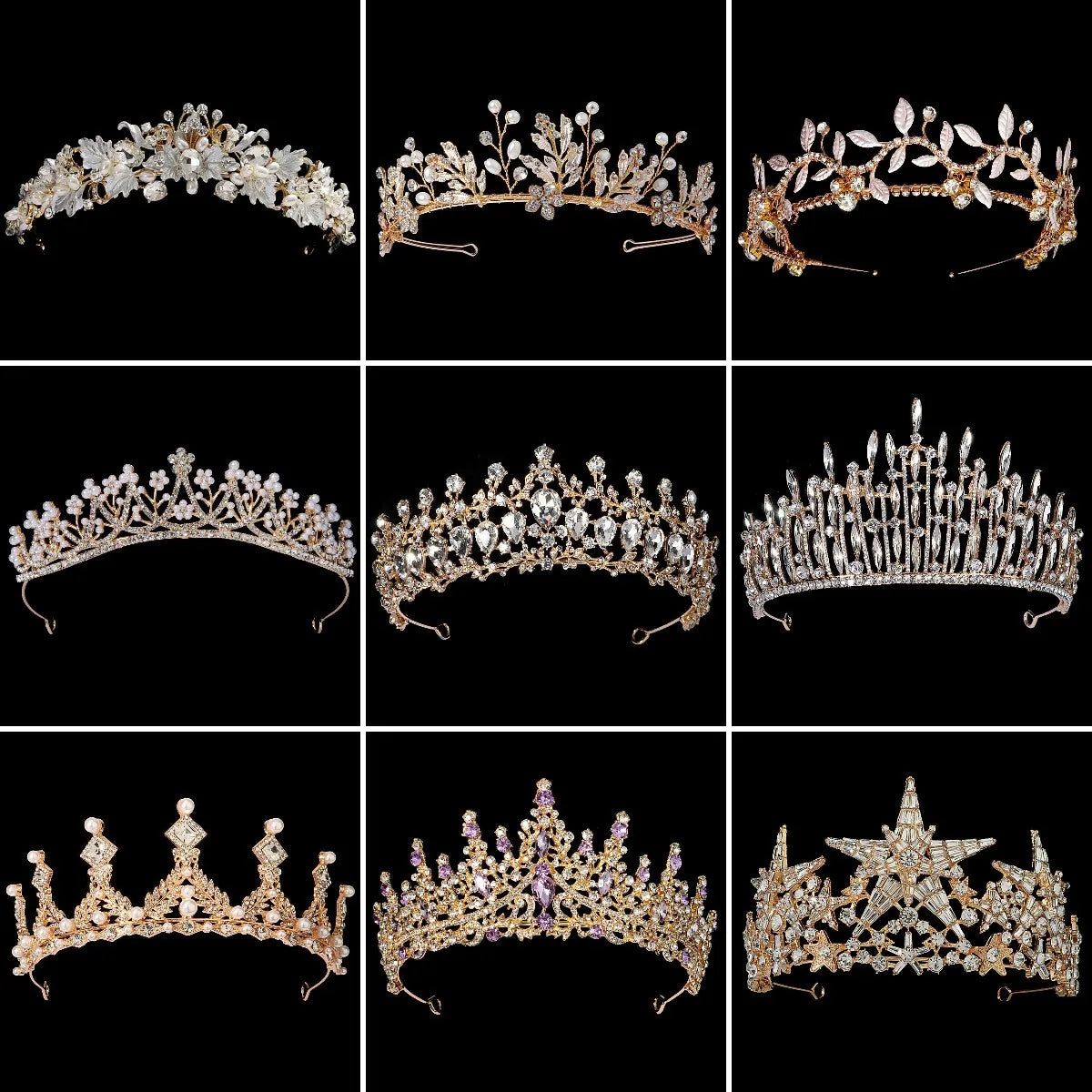 Efily Gold Color Wedding Tiaras and Crowns for Pearl Rhinestone Headband Bride Headpiece Jewelry