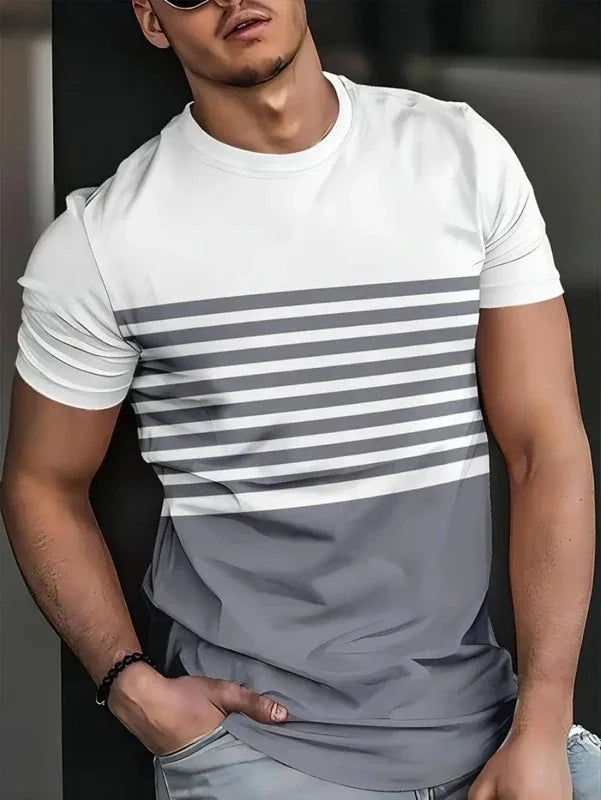 Summer Men Clothes Short Sleeve Round Neck Tops T Shirt Men Casual Fashion Fitness Running Sport Tops High Elasticity