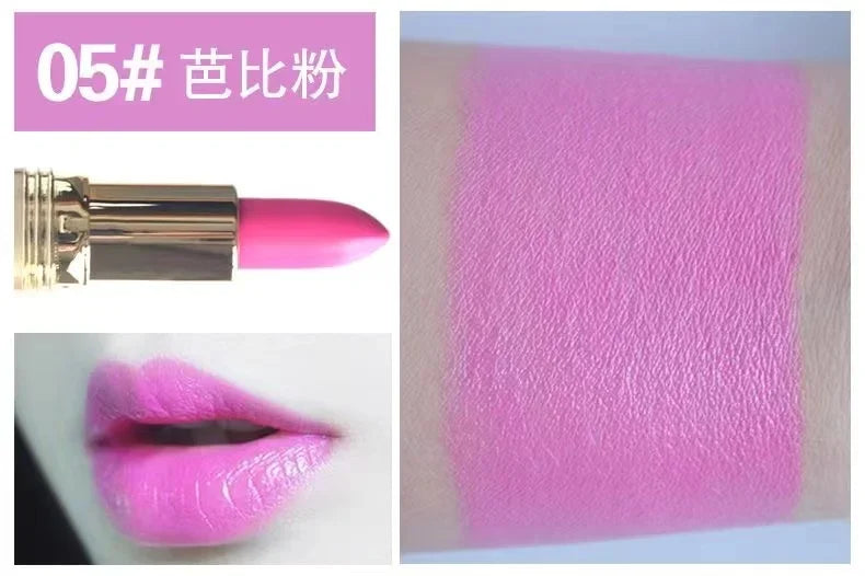 Pink Lipstick Waterproof Matte 24 Hours Long Lasting Non-Stick Cup Red Rose Lip Tint Velvet Cosmetic Women Make Up