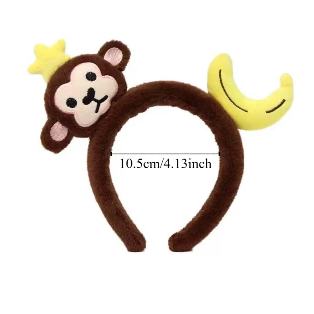 Sweet Hair Accessories Dachshund Hair Hoop Plaid Bow New Year Headwear Red Headband Moon Creative Cartoon Monkey Hairband Girls