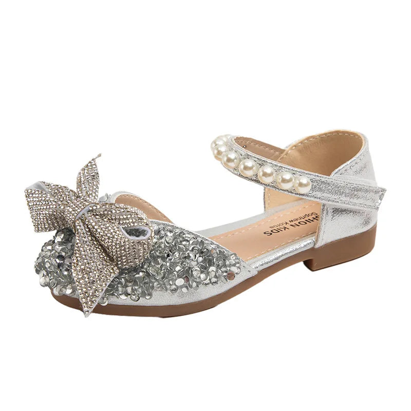 New Children Causal Dance Sandals Girls Rhinestone Flat Sandals Non-slip Fashion Kids Sequins Princess Performance Shoes