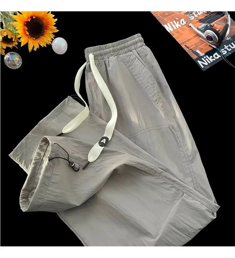 Summer Pants for Men Trendy and Versatile Loose Straight-leg Teenage American Quick-dry Cargo Casual   (Available)