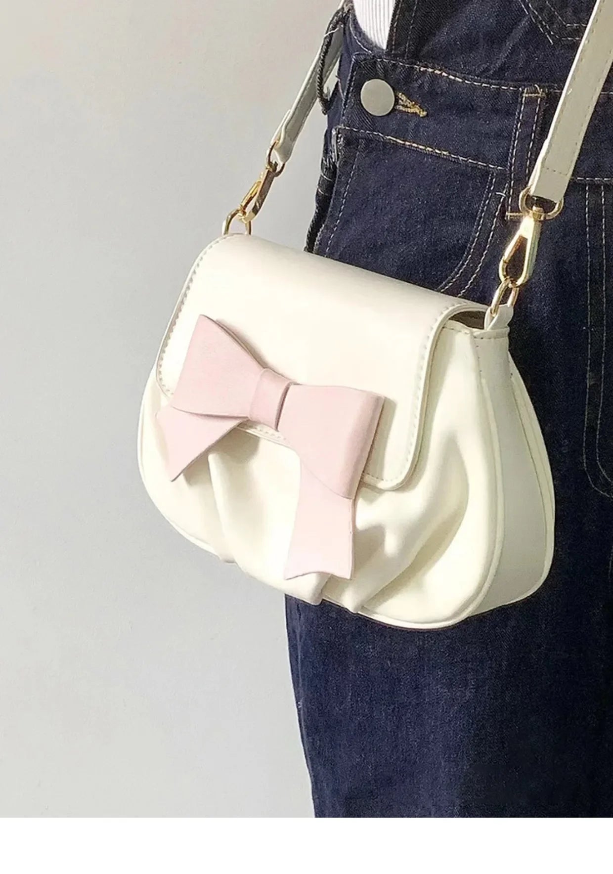 Beautiful Women Bag Bow Small Round Bag Pleated Cloud Bag Soft Versatile Shoulder Messenger Bags