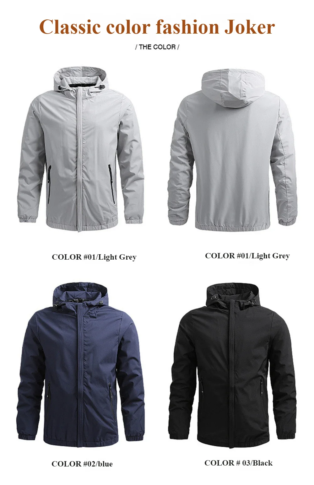 Men's hooded casual jackets, outdoor hiking and mountaineering suits, sports jackets, solid and well-fitting clothes for men