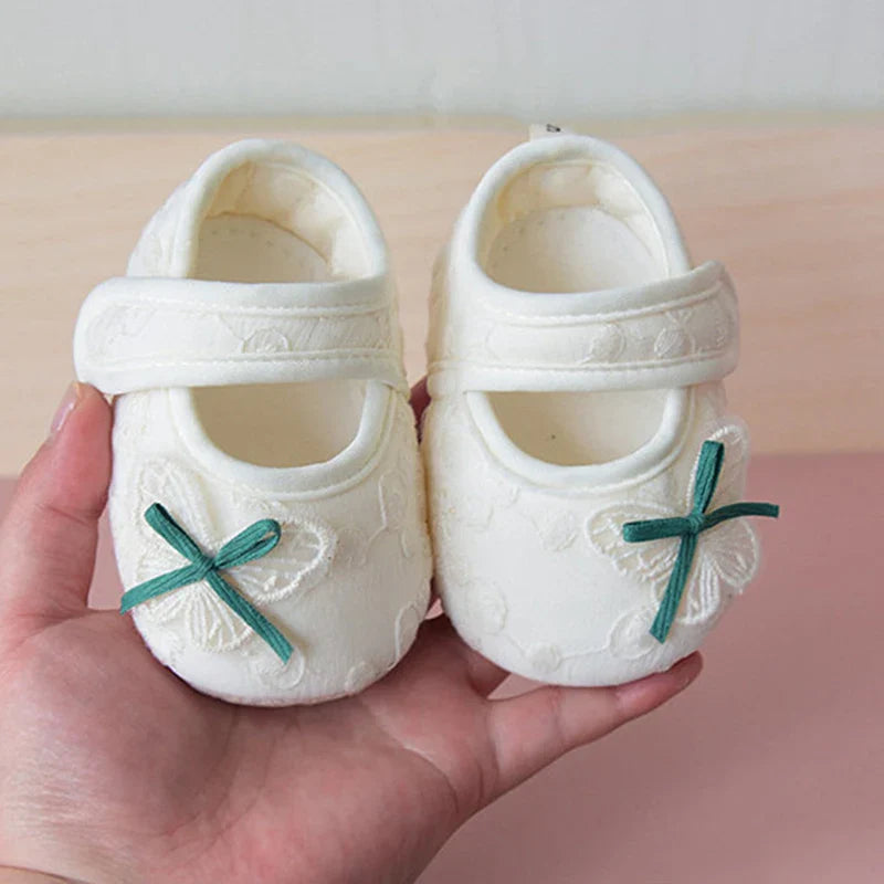 Baby Girl Cute Flats Non-slip Soft Soles Butterfly/Cherry Mary Jane Shoes Casual Walking Shoes for Newborn Toddler