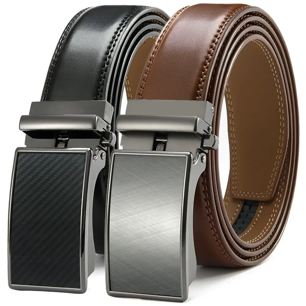 New Mens Leather Belt  Automatic Genuine Leather Belts Belt Male Leisure Fashion Ratchet Belts for Men Pants Waistband Ремень