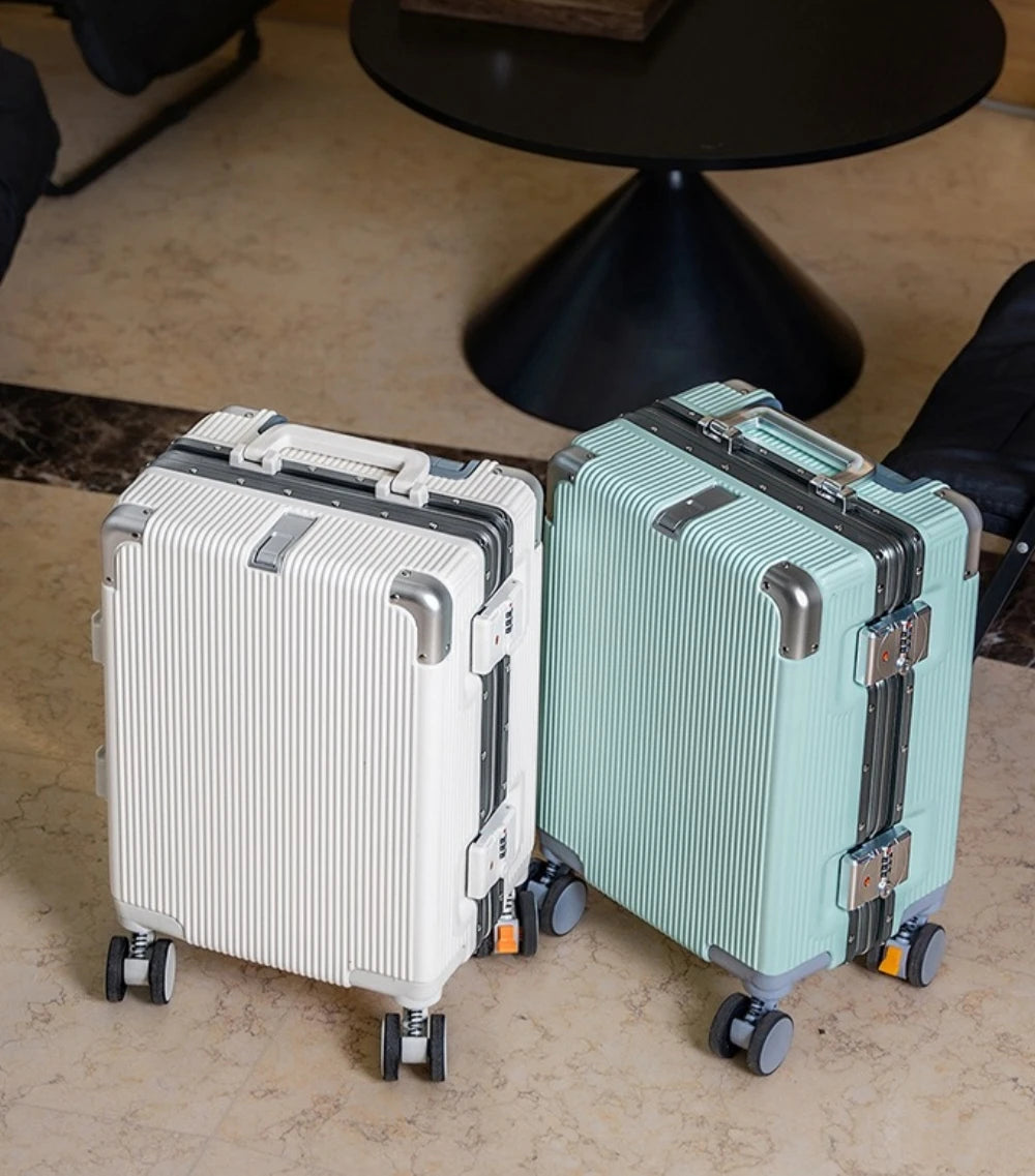 16"/20" Suitcase Carry-on Boarding for Women Travel Trolley Case with Aluminum Frame Password Lock Rolling Luggage 22/24/26/28"