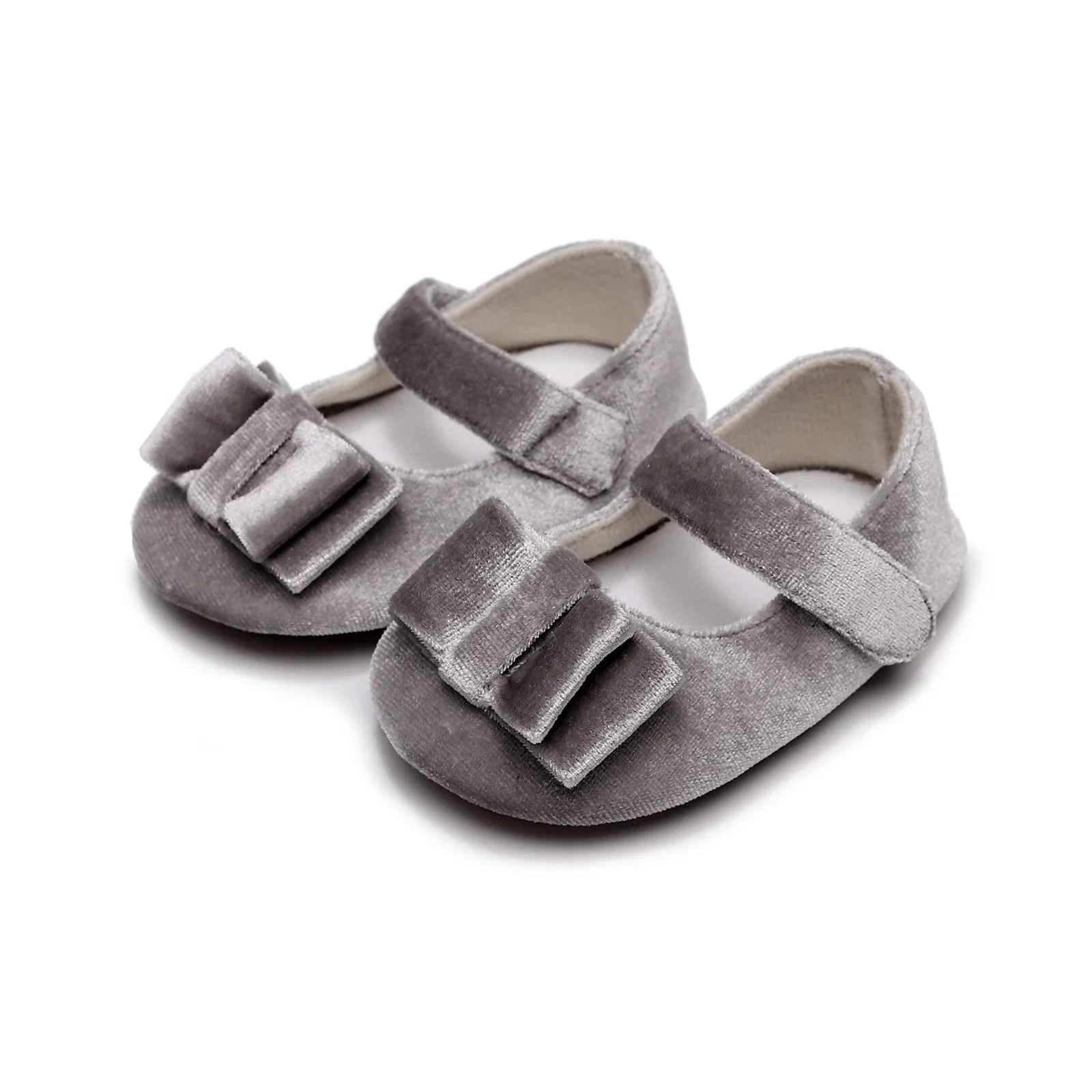 Newborn Baby Girls Mary Jane Flats Cute Bow First Walkers Velvet Non-Slip Mesh Crib Shoes Princess Dress Shoes Soft Sole Flat