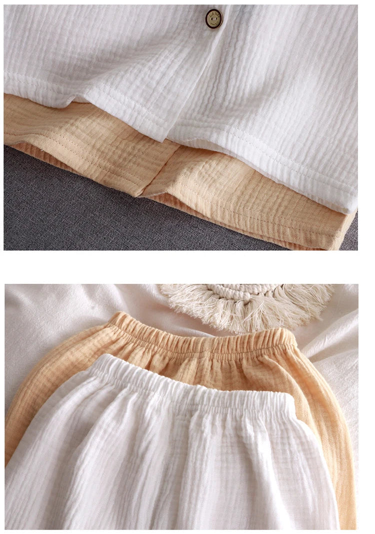 Children's Stand Collar Solid Cotton Set Kids Boy Homewear Clothes Children Clothing Casual Long Pants Set Daily