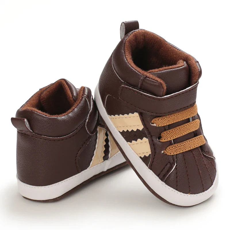 Autumn and Spring Brown Baby Sneakers for Boys 0-12 Months First Walking Shoes