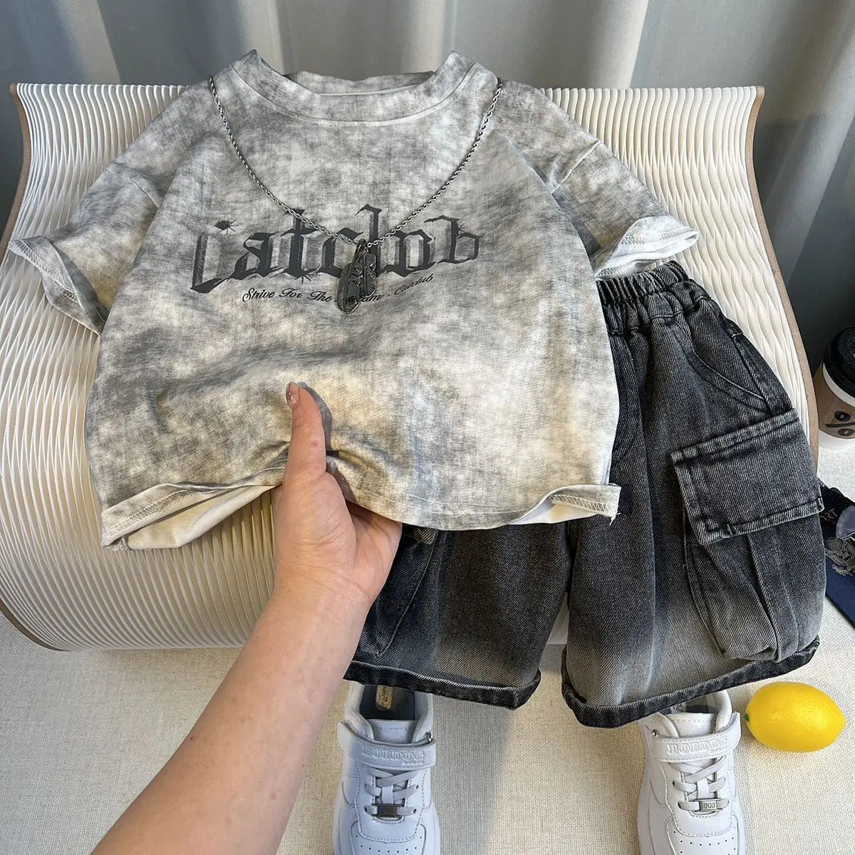 Hot Sale Fashion Baby Boy Suit Summer Clothes Short Sleeve T-shirt Short Jeans 2 Piece Set Kids Outfit Children's Costume