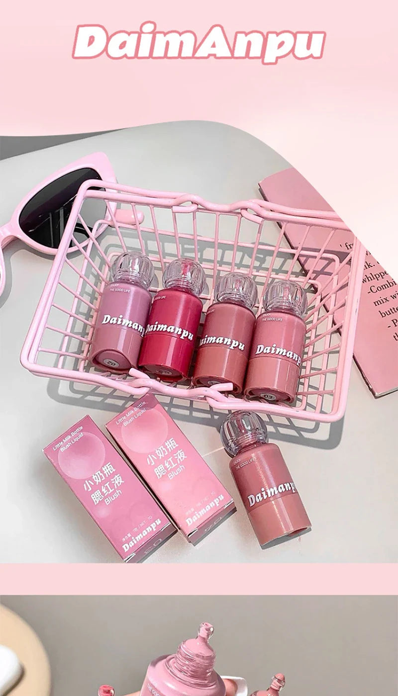 When You Put Blush in a Milk Bottle and Press It Lightly, the Makeup Becomes Clear and the Korean-Style Color Is Well Displayed, with the Color Rising up for a Light and Natural Look, and Is Easy to Apply.