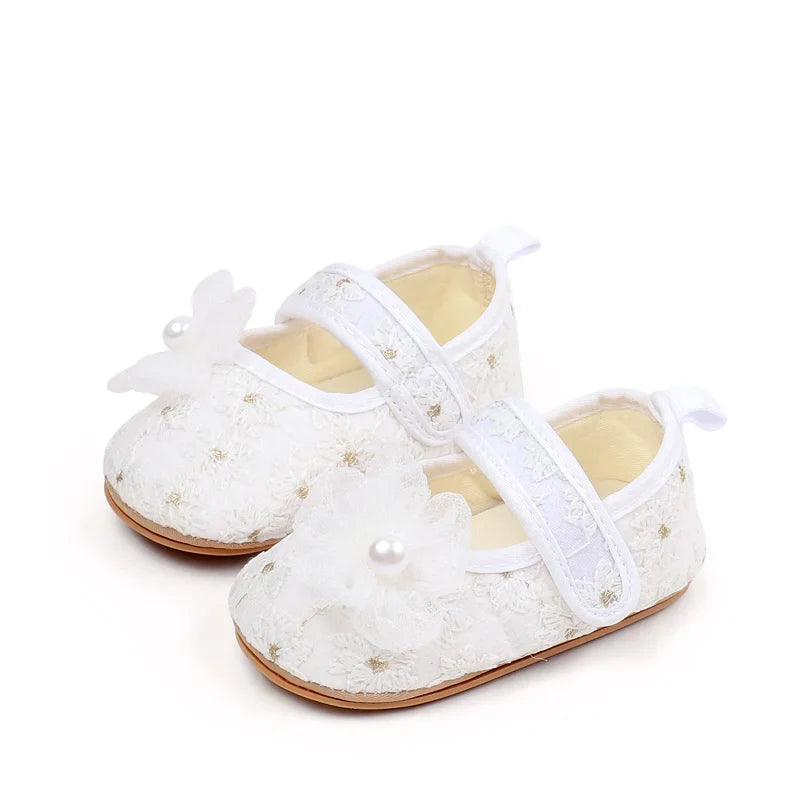 Baby Girls Princess First Walking Toddler Shoes With High Quality Embroidery Design And TPR Sole For 0-18M Baby