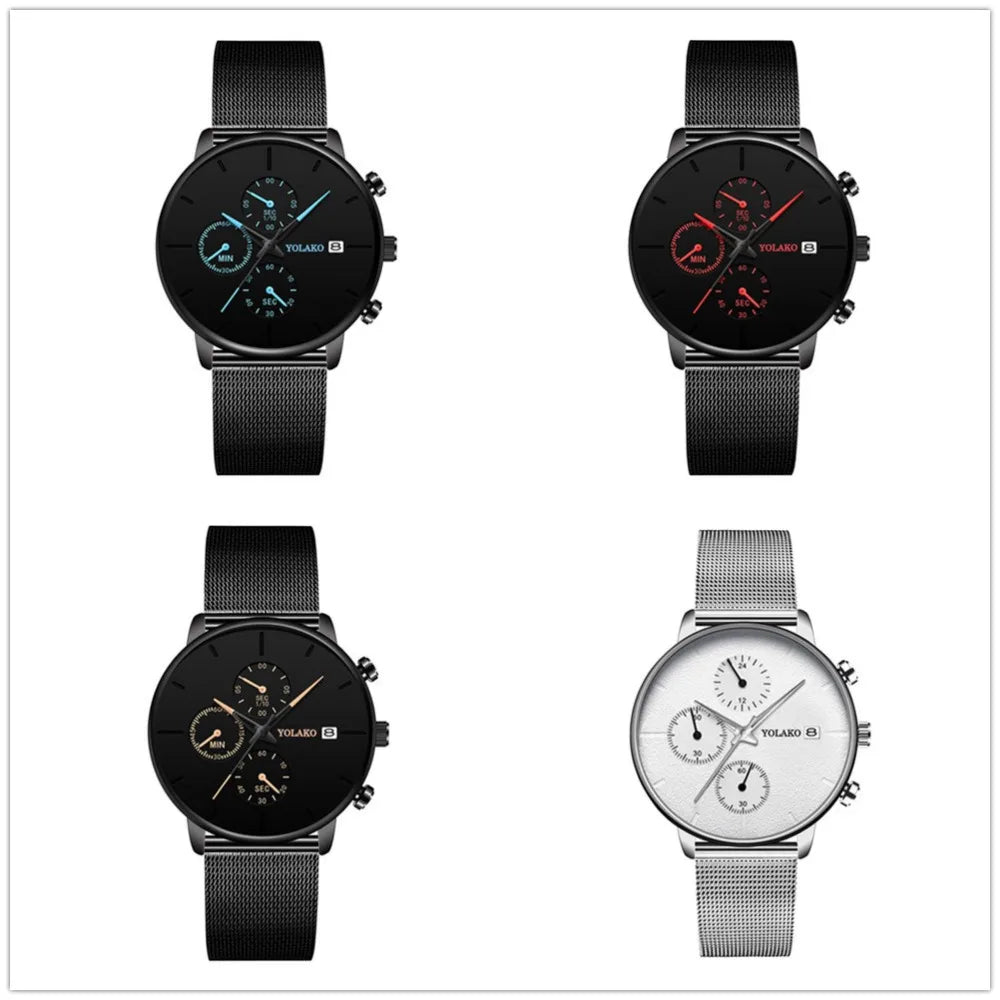 Mens Luxury Watches for Men Business Casual Ultra Thin Clock Male Stainless Steel Mesh Belt Quartz Watch relogio masculino