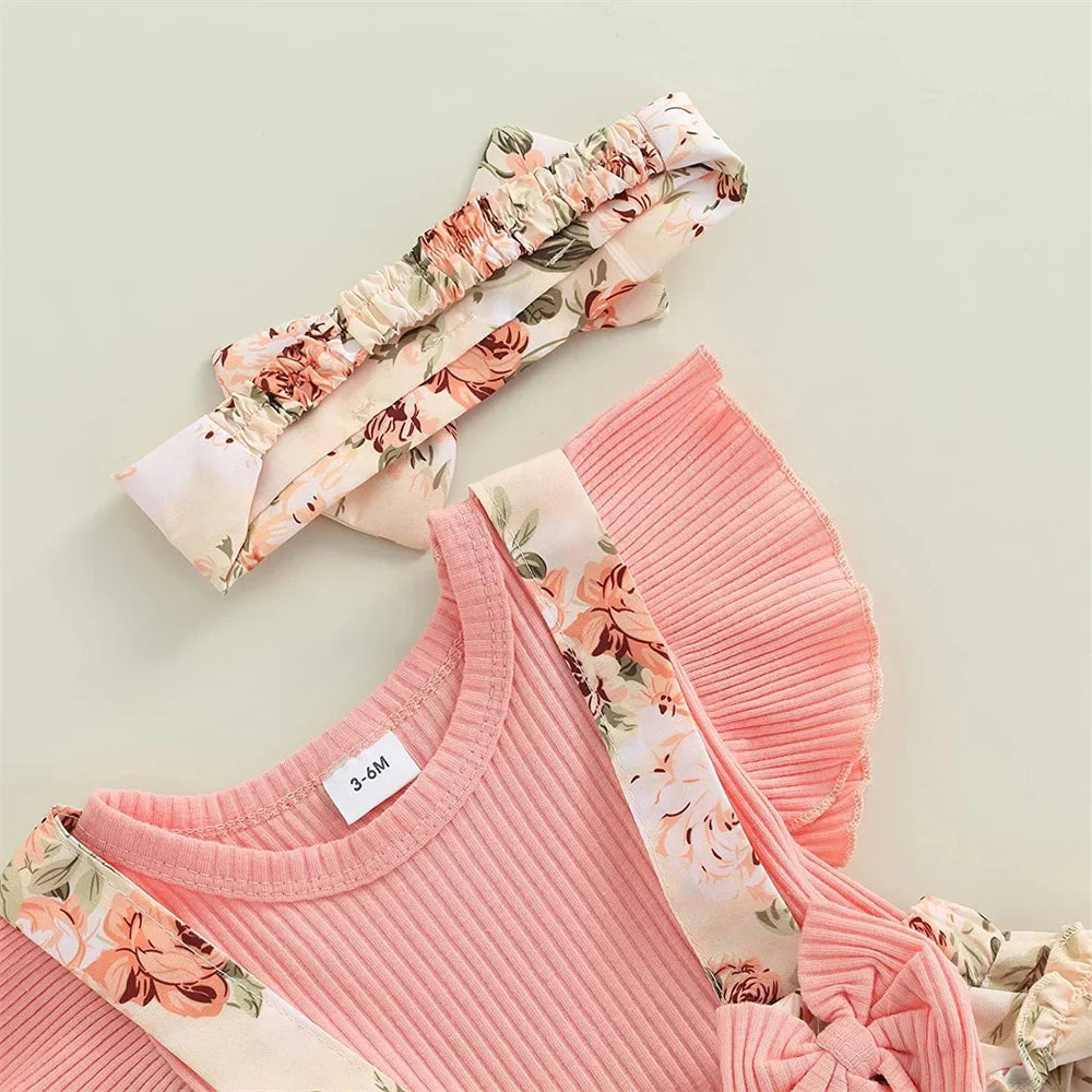 Kids Dress For 0-18 Months Cotton Ruffle Sleeve Cute Butterfly Floral Summer Princess Formal Dresses Newborn Baby Girl Clothes (Available)