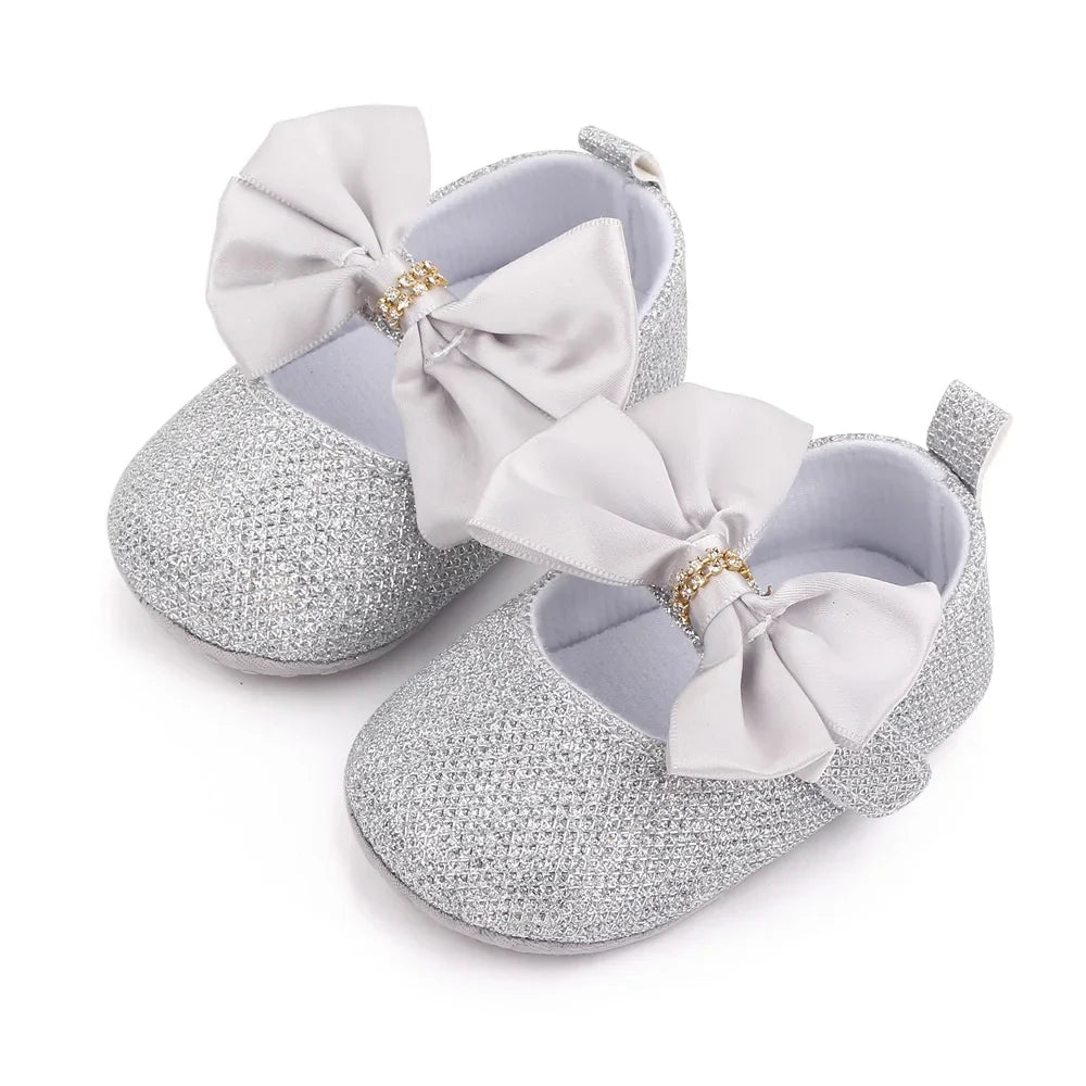Spring Autumn Beautiful Baby Girl Princess Shoes Soft Soled Butterfly Bowknot Fashion Design Solid Newborn Prewalker Shoes