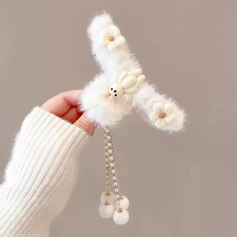 Hair Claw Headwear Women Fashion Faux Fur Hair Clip Acrylic Large Hair Claw Korea For Girl Winter Crab Barrette Hair Accessories