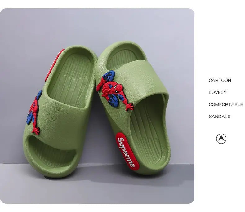 Anime peripheralsMarvel cartoon Spider-Man children's home anti-slip sandals New flip-flop boys soft-soled beach sandals EVA