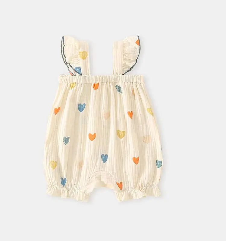Summer Sweet Sle Baby Girl Rer Print Thin Svel Clothes for Babies Heart Pattern Cler Suit Casual Summer Outfit (Available)