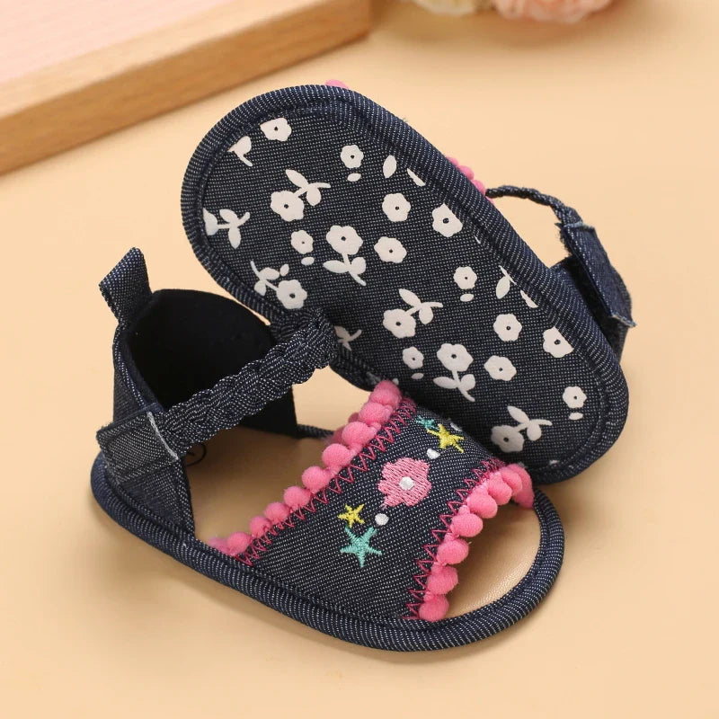 VALEN SINA 0-18M Newborn Baby Girls Summer Shoes Sandals First Walkers Newborn Shoes Casual Soft Sole Sandals Toddler Shoes (Available)