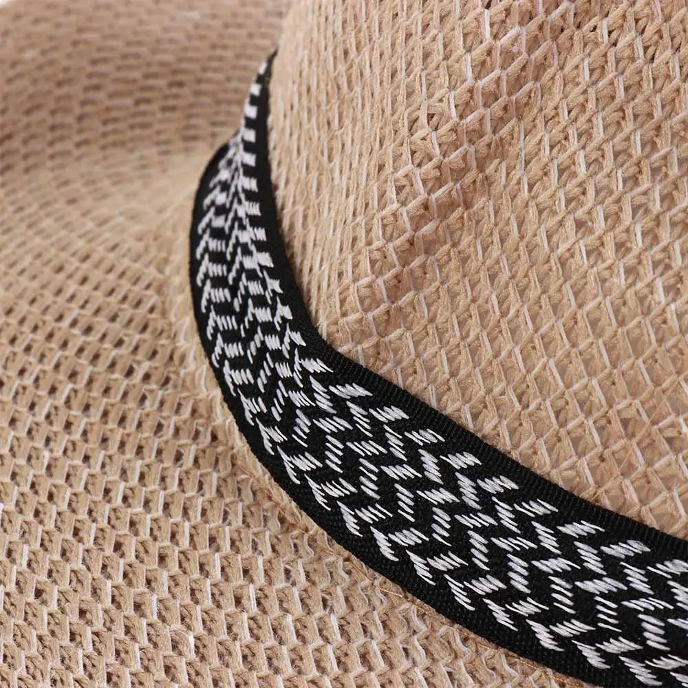 Fisherman Hat Cool Beach Dad Bowler Hat Bohemia Style Male Solid Color Panama Hat Old Man Sun Hat Middle-aged Men Straw Hat