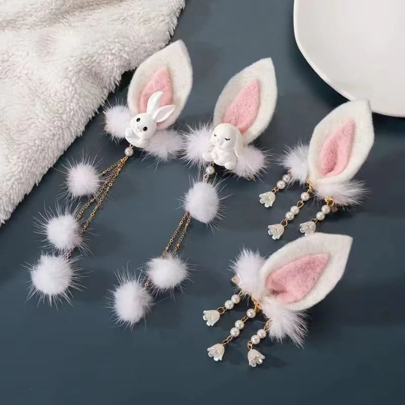 Children's Hairball Little Rabbit Hair Clip Hanfu Headwear Ancient Style Costume Hairball Pair Clip