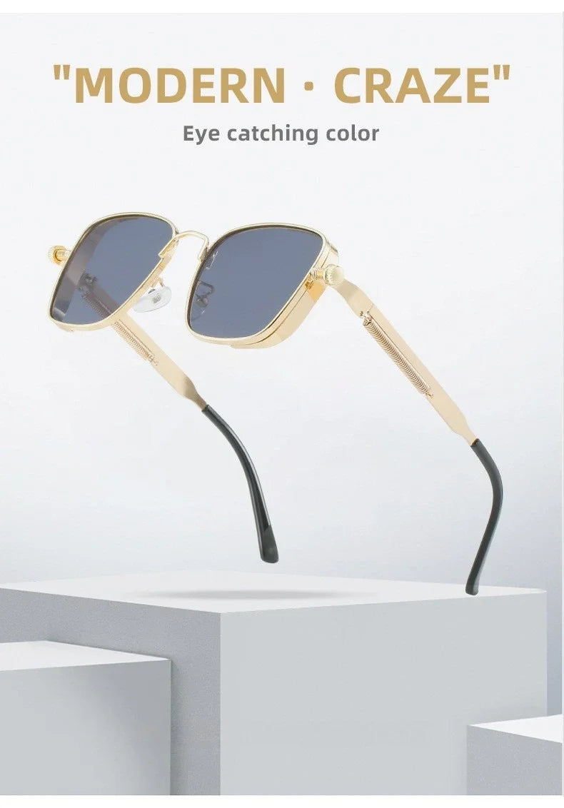 Sun Glasses New Eyeglasses Vintage Steampunk Square Metal Sunglasses Fashionable Versatile Unisex Eyewear Unique Statement Style