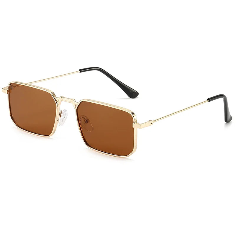 Men Brand Square  Driving Sunglasses Metal Narrow Frame Luxury Design Sun Glasses Women Anti UV400 Vintage Driving Sunglasses