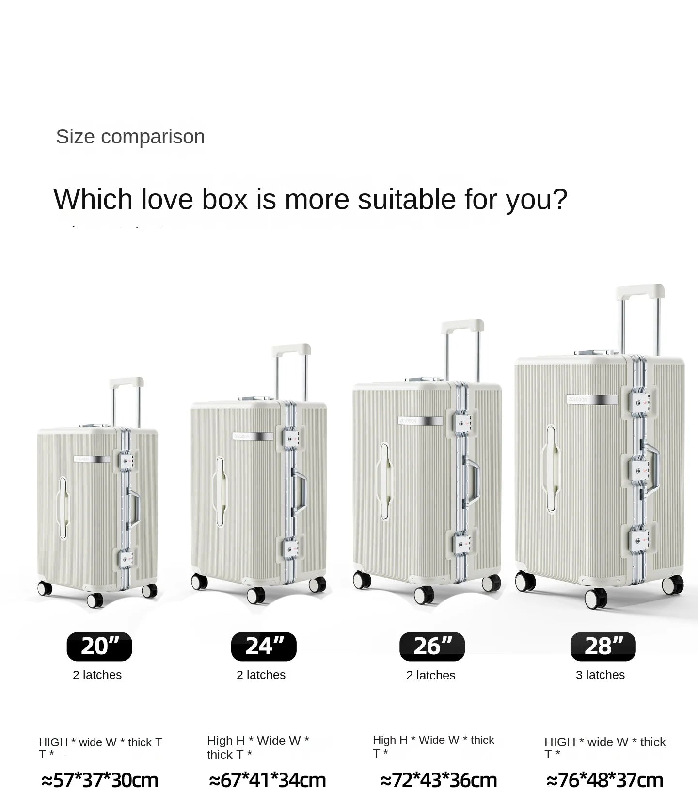 2026 New Luggage Aluminum Frame  ABS+PC 26/28 inch Large Size Travel Suitcases 20inch Cabin Bag Password Trolley Case