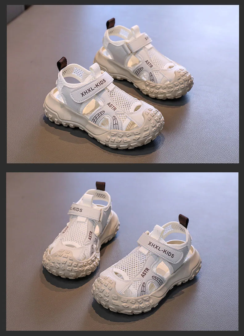 Boys and Girl's Casual Sandals Anti Kick Closed-toe Kid's Beach Shoes Summer Mesh Breathable Children's Sports Sandals