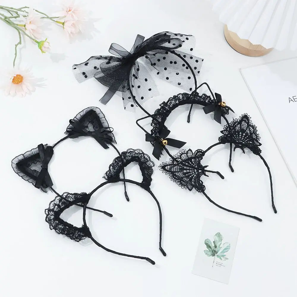 Cute Lace Cat Ears Headband Fancy Dress Hairband Women Girls Cosplay Headwear Masquerade Anime Costume Party